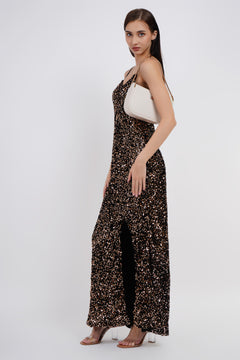 Luxe Velvet Sequin Slip Long Dress-Womenue