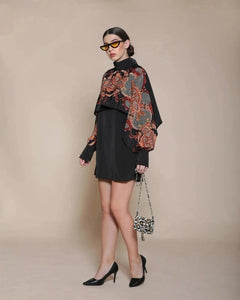 BAROQUE CAPE DRESS (DOUBLE PRINTED)-Womenue