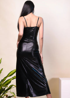 ELEGANT METALLIC LONG DRESS-Womenue