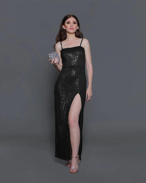 EMILY GOWN (BLACK)-Womenue