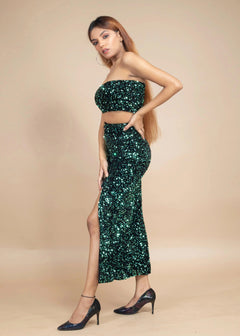 STUNNING VELVET SEQUIN CO-ORD SET-Womenue