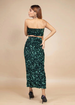 STUNNING VELVET SEQUIN CO-ORD SET-Womenue