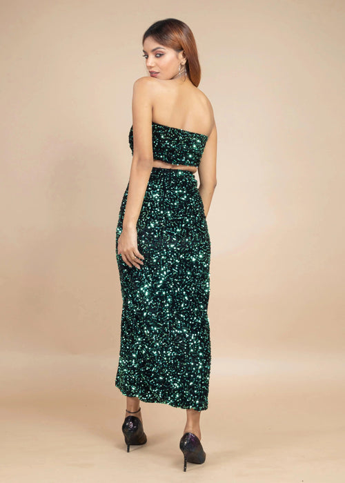 STUNNING VELVET SEQUIN CO-ORD SET-Womenue