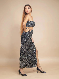 STUNNING VELVET SEQUIN CO-ORD SET-Womenue