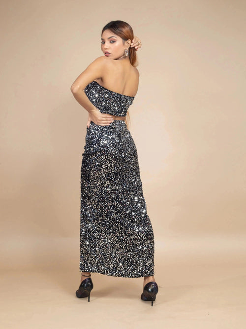 STUNNING VELVET SEQUIN CO-ORD SET-Womenue